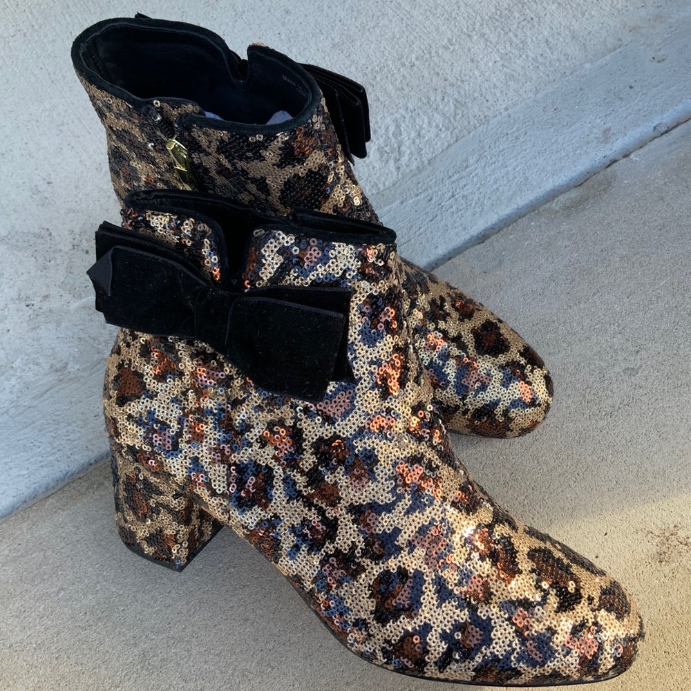 Kate Spade Leopard “Langley” Sequin Booties - Picture 2 of 10